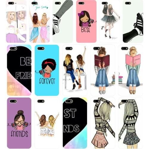 263H Girls Brunette Blonde Best Friends BFF Matching Soft Silicone Tpu Cover Case for huawei Honor 7a pro 7x play case