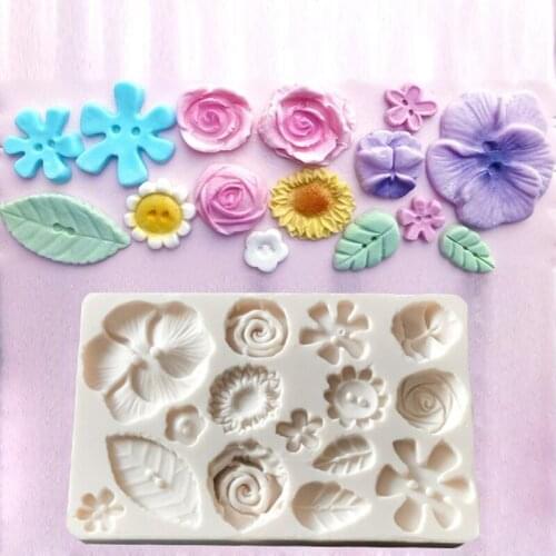 Flower Buttons Mould Silicone Fondant Cakes Decor Tools Silicone Molds Sugarcraft Chocolate Baking Tools For Cakes Gumpaste Form