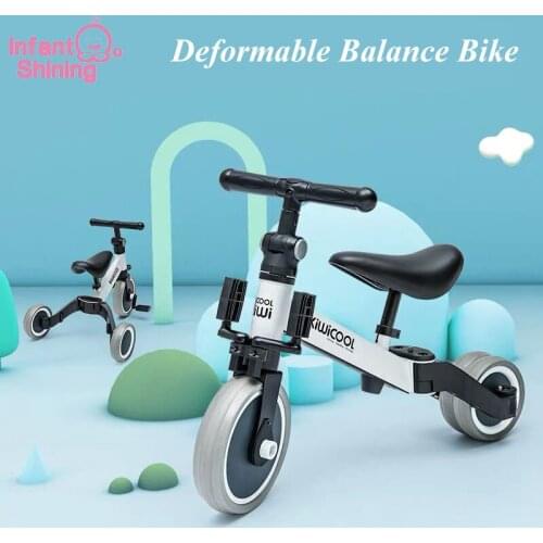 Infant Shining Childrens Tricycle 3-in-1 Childrens Scooter Balance Bike 1-6 Years Ride on Car 3 Wheels Non-inflatable