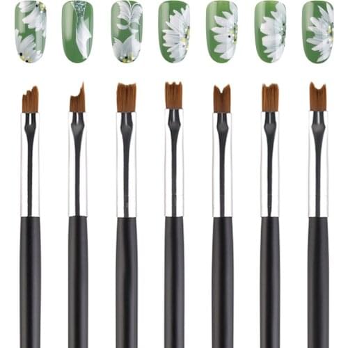 KADS 13pcs/set Acrylic French Tip Nail Brush Smile Half Moon Drawing Pen DIY Flower Flat UV Gel Painting Nail Art Tools