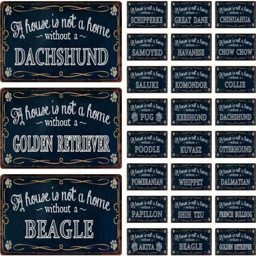 [ Kelly66 ] Dogs Beagle Shih Tzu Whippet Collie Chihuahua Poodle Metal Sign Home Decor Bar Wall Art Painting 20*30 CM Size Dy140