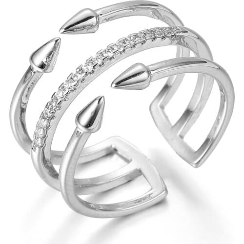 Single Row Arrow Cubic Zirconia Ring Stylish Charm Adjustable Weding Ring Women Ring Give Girlfriend Birthday Gift Jewelry