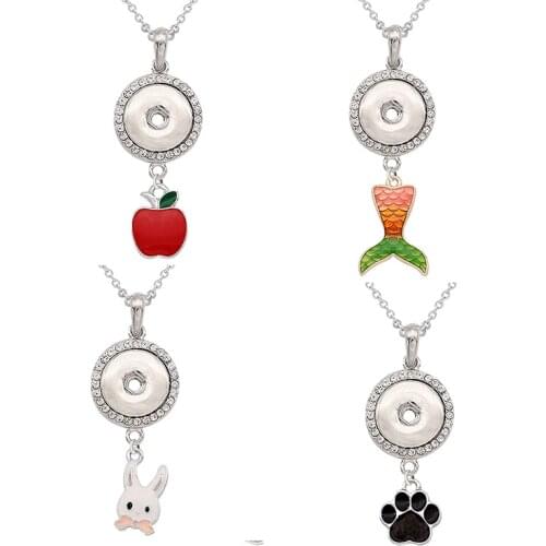 Rabbit Apple Dog Christmas Mermaid girls 18mm snap button jewelry necklace & pendants DIY MY928