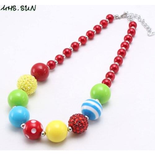 MHS.SUN Fashion Baby Kids Chunky Beads Necklace Child Girls Bubblegum Beaded Necklace Colorful Design Chunky Accessories Gift
