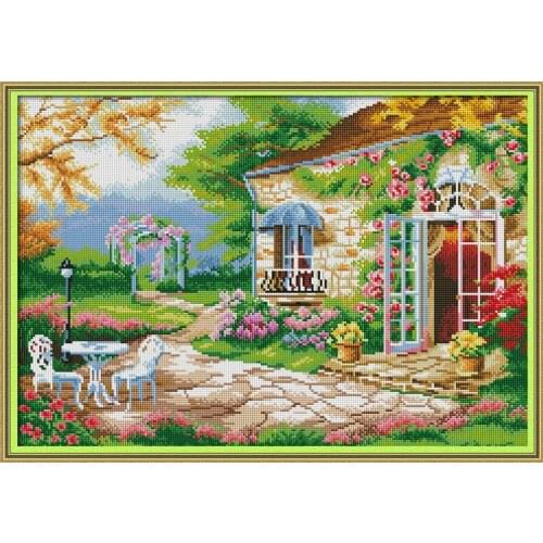 Romantic backyard garden 5D Diamond Painting Kit Scenery Pattern Cross Stitch Full Diamond Rhinestone Embroidery Set Home Decor