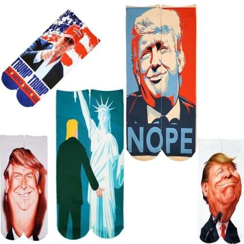 Socks For Women Man Hip Hop Skateboard Sock President Donald Trump Funny Socks Unisex Fashion Funny Adult Casual Crew Socks