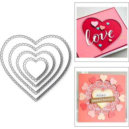 2020 New Valentine Heart Frame Background Edge Layering and Nesting Metal Cutting Dies Cut For Scrapbooking Card Making no stamp