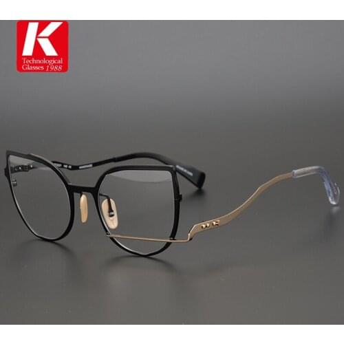 Hand Made Metals Glasses Frame Cat Eye Women New Optical Prescription Eyeglasses Brand Designer Myopia Hyperopia Japan Eyewear