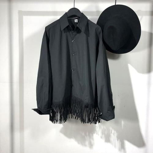 Owen seak Men Casual Shirt Gothic Mens Clothing Hip Hop Tops Tees Autumn Oversized High Streetwear Long Sleeves Black Shirt