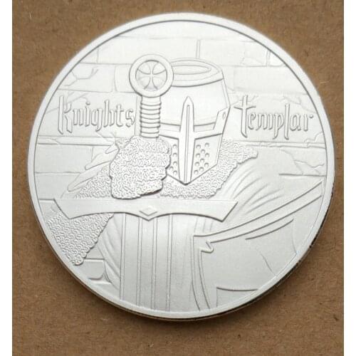 Templar Crusaders Europe Sliver Color Plated Commemorative Coin Badge Medal Souvenir Party Arts Gifts Souvenir