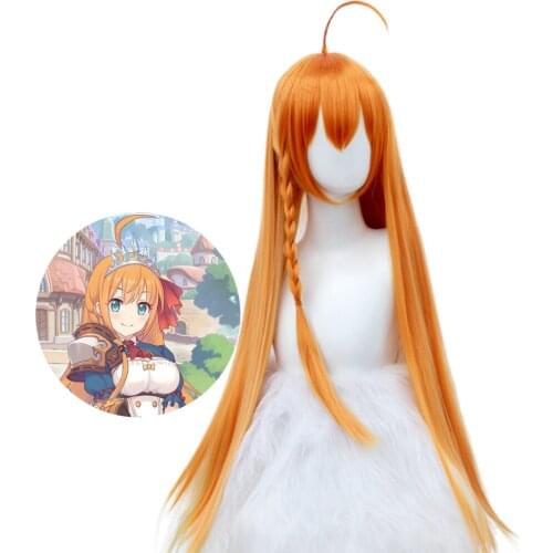 HSIU Brand Princess Connect Re Dive Cosplay wig Pecorine cosplay Long straight hair with kumquat colorFiber synthetic Hair