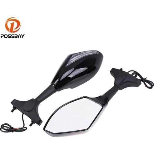 POSSBAY Motorcycle Motorbike Handle Bar End Rearview Side Mirrors For Honda Yamaha Kawasaki Cafe Racer Mirror Turn Signal Mirror