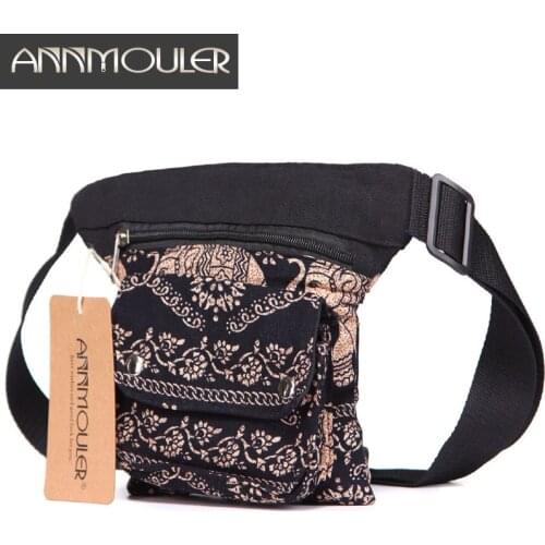 Annmouler Vintage Women Waist Belt Bag Adjustable Fanny Pack Bohemian Style Waist Pack Multi-pocket Phone Pouch Bag for Gifts