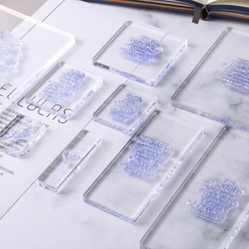 Transparency Acrylic Block With Grid Line Diy Seal Stamp Position Clear Stamping Tool For Diy Scrapbooking Album Embossing Decor