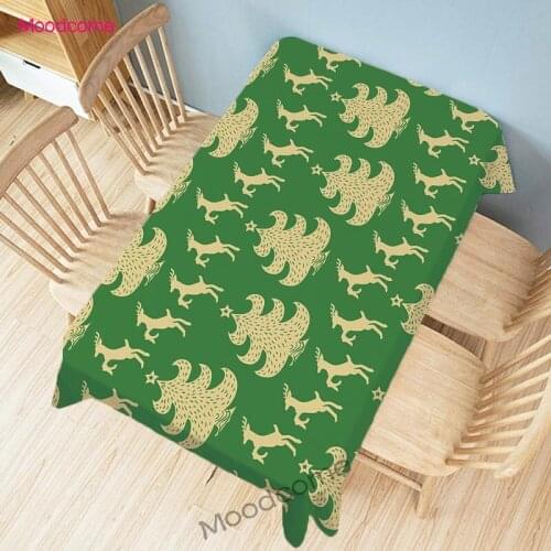 Xmas Wall Tapestry Green Color Snowflake Reindeer Jingle Bell Santa Home Decoration Christmas Tablecloth Waterproof Table Cloth