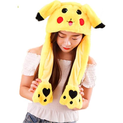 Pika white Cartoon Animal Plush Dynamic Hat Childrens Winter Warm Cap Combined Scarf and Glove