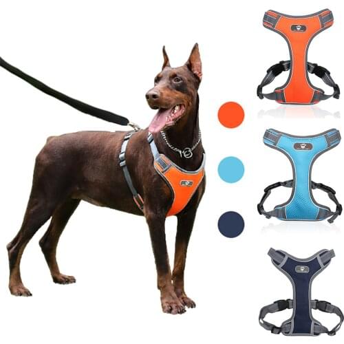 Dog Harness Vest Medium Large Dogs Adjustable Reflective Walking Pet Vest Harness For Dobermann French Bulldog Dog Accessories