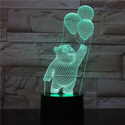 Night Light LED 3D Acrylic Lamp Bluetooth Bear Heart Neon Nightlight Present on Mothers Day Decoration