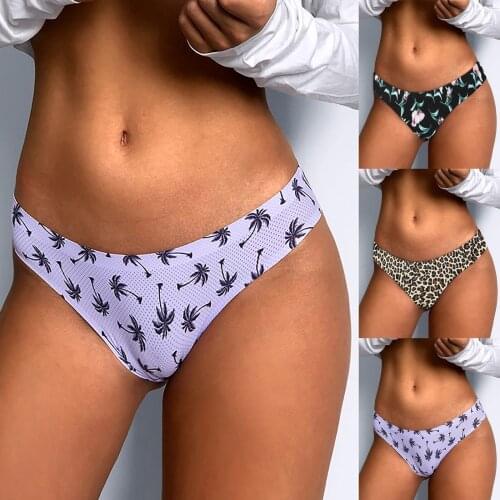 1Pieces Women Sexy Print Lingerie Temptation Low-waist Panties Thongs Underwear трусы бесшовные женщины Leopard No trace soft T3