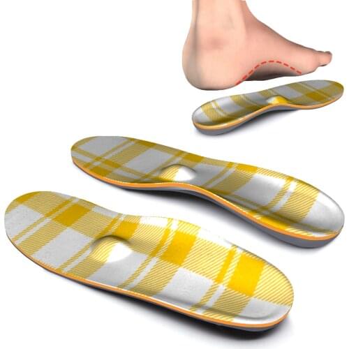 Yellow Striped Lattice Plantar Fasciitis Feet Insoles Arch Supports Orthotics Inserts Relieve Flat Feet, High Arch, Foot Pain