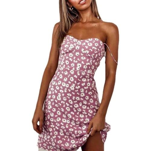 Summer Women Dress Beach Style Print Color V-Neck Slim Straps Sexy Strapless Backless Female Vestido Autumn Party Robe C2799