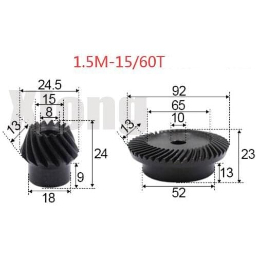 1.5M-15 / 60Teeths 1: 4 Ration Precision Spiral Bevel Gear Spiral Bevel Gear 0.63g