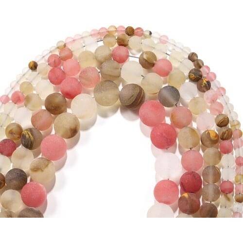 1Strand/lot 4-12mm Matte Mix Watermelon Stone Beads Polish Round Loose Spacer Beads For Fashion Jewelry Bracelet Making