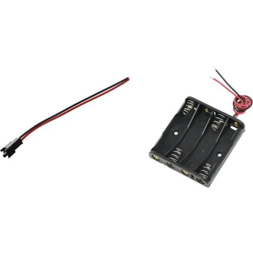 1 Pcs Black 4 X 1.5V AAA Battery Holder Storage Case Box with Wire Leads & 10 Pairs 15cm Long JST SM 2Pins Plug Wire