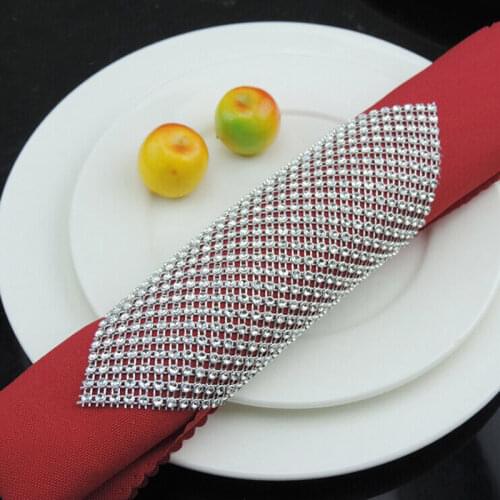 10Pcs/Lot Plastic Rhinestone Wrap Square 12cmX12cm Napkin Ring Napkin Buckle Hotel Wedding Supplies Home Table Chair Decoration