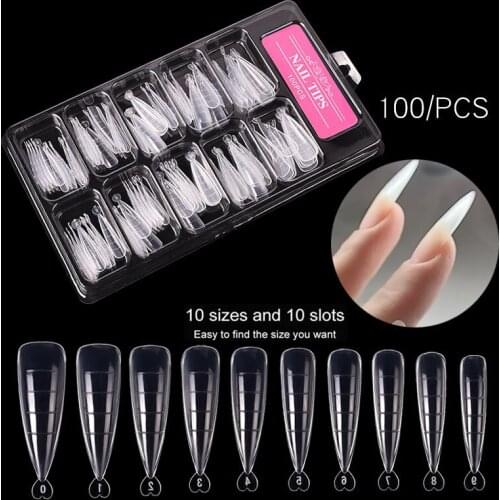 100pcs Pointy Quick Gel Building False Nail Tips Mold Form Acrylic Extension System Fake Nails Art UV Builder Gel Manicure Tools
