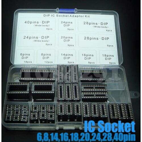 95pcs 6,8,14,16,18,20,24,28 pins-DIP IC Sockets Adaptor Solder Type Socket Kit Wholesale