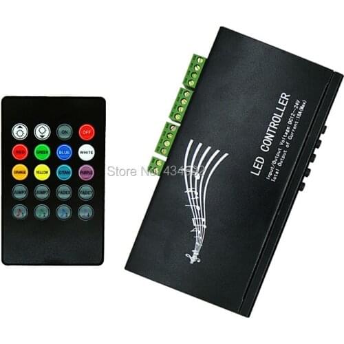 Free Shipping 24 Key Infrared 3CH RGB Music LED Controller with IR Rmote Control DC12-24V Infrared Music LED Controller