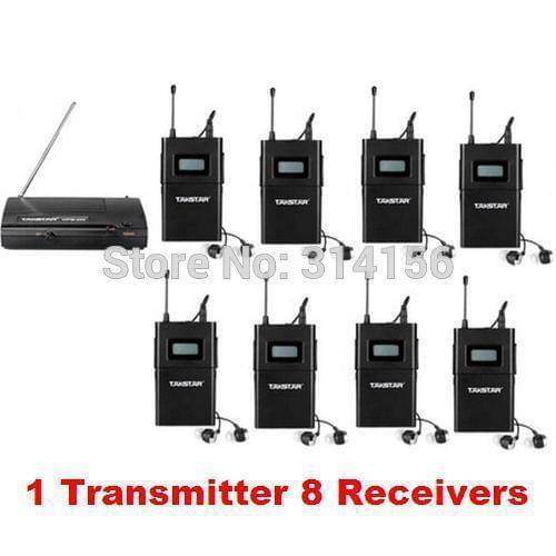Takstar wpm-200/ wpm200 UHF Wireless Monitor System In-Ear Stereo Wireless Headset Stage monitors 1 Transmitter + 8 Receivers