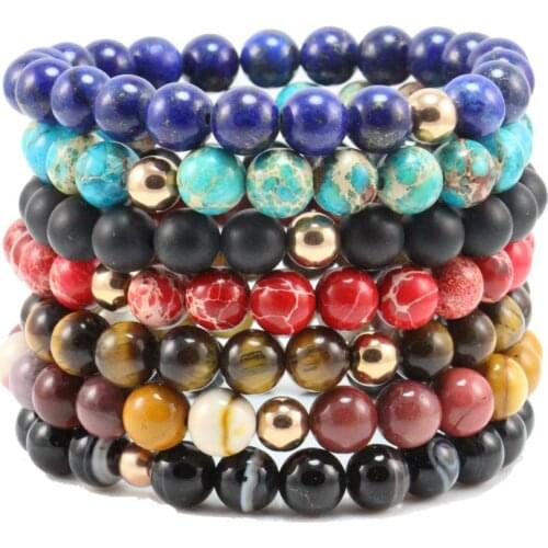 Natural Stone Bracelet Women Imperial Stone Elastic Beaded Bracelet Men Jewelry Gift