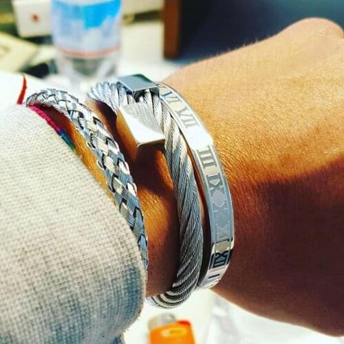 Stainless Steel bracelet Mens Rectangular Bracelet Titanium Cuff Opening Adjustable Pulseira Luxury Jewelry 2020