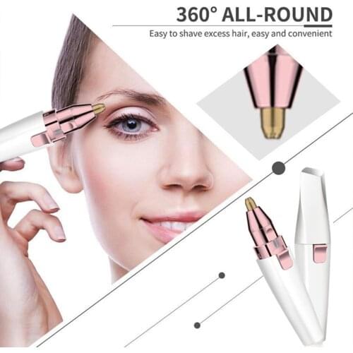 2 In 1 Eyebrow Trimmer Razor Painless Lips Body Facial Hair Remover For Women Men With Built-in LED Light USB Rechargeable