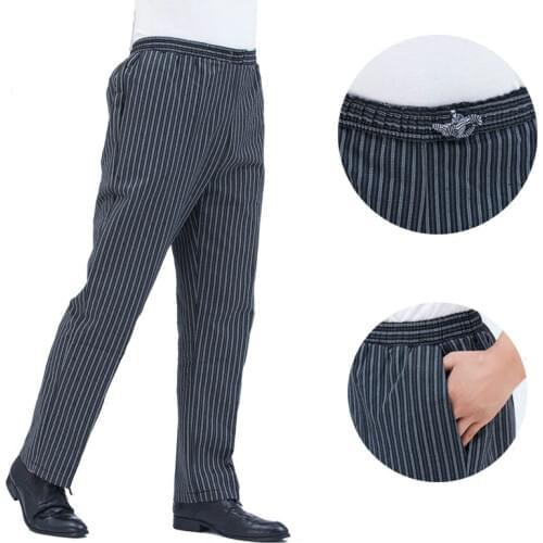 Chef pants zebra stripe trousers black breathable chef clothes special tooling elastic waist chef work pants chef uniforms