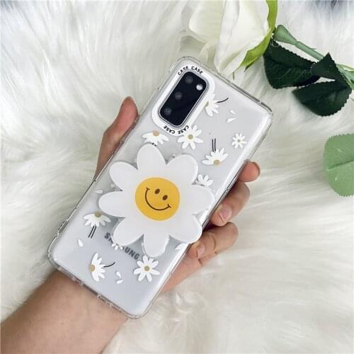 A51 Case Cute Daisy Flower Clear Extension Floral Grip Holder Cases for Samsung Galaxy a71 a50 a20 a12 a42 a02s a21s a81 a91 a52