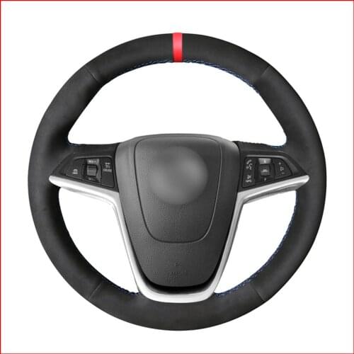 MEWANT Black Suede Leather Steering Wheel Cover for Opel Astra (J) 2010-2015 Ampera 2012-2015 Meriva (B) 2010-2017 Zafira Tourer