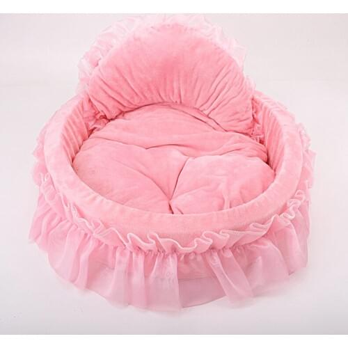 Pet Dog Breathable Solid Cotton Made Bed Hand Wash Beautiful Lace Edge Princess Bed For Small Large Dogs Cats DB720