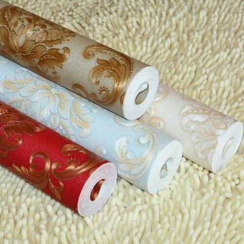 Beibehang European Damascus Red Wallpaper Bedroom Living Room Dining Room TV Sofa Background Wall paper roll home decor stickers