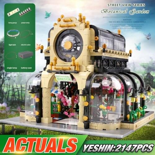 MOULD KING 16019 Streetview Toys The MOC-26998 Botanical Garden With Led Lights Set Building Blocks Bricks Kids Christmas Gifts