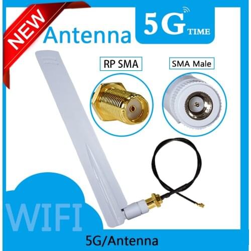 20pcs 5G iot router WiFi Antenna pbx 8dBi high-gain signal 600-6000mhz white SMA Male Antena 21cm RP-SMA Male Pigtail Cable
