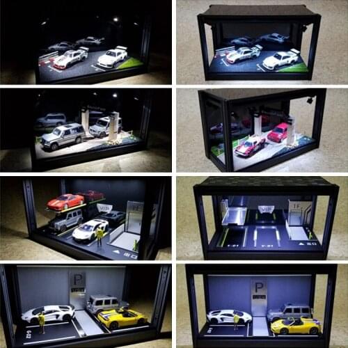 GYES 1:64 Led Lights Diorama Parking Garage w/Acrylic Cover