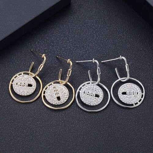 JANeKELLY New Elegant Round Shape Statement Hoops Earrings For Women Wedding Cubic Zirconia DUBAI Bridal Round Circle Hoop Earri
