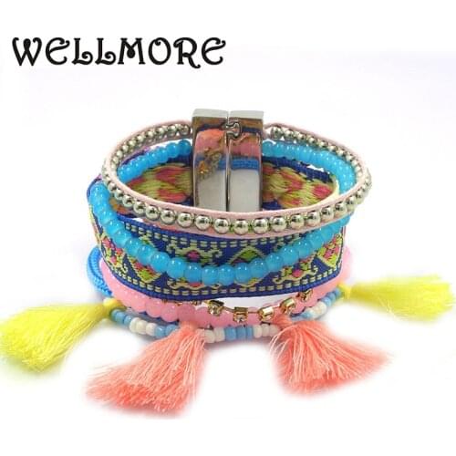 WELLMORE 2017 summer Brazilian bracelet magnet buckle Friendship bracelet Bohemian bracelets boho bangle have S/M/L size B1643
