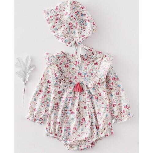 Sweet floral romper newborn baby girls long sleeve jumpsuit kids bodysuit cotton toddler baby overalls children outfits clothes