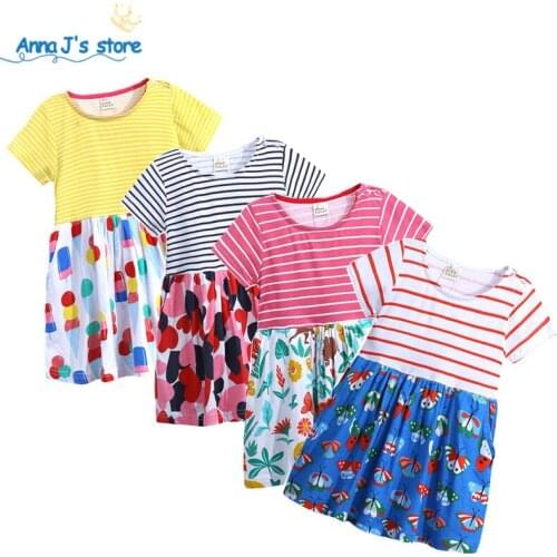 Fashion Girls Dress butterfly printing beach dress girls Cotton 2019 Summer girls beach Party Dresses kids clothing 1-6y Qz-627