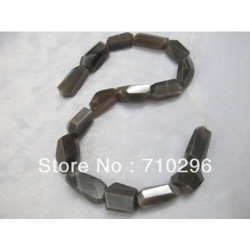 Natural Gray Moon stone 12-22mm Faceted Nugget Semi Gem Stone Pendant Beads 40 cm/string