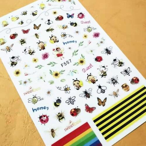 Newest F557 cartoon design nail sticker decal stamping back gule DIY nail decoration wraps